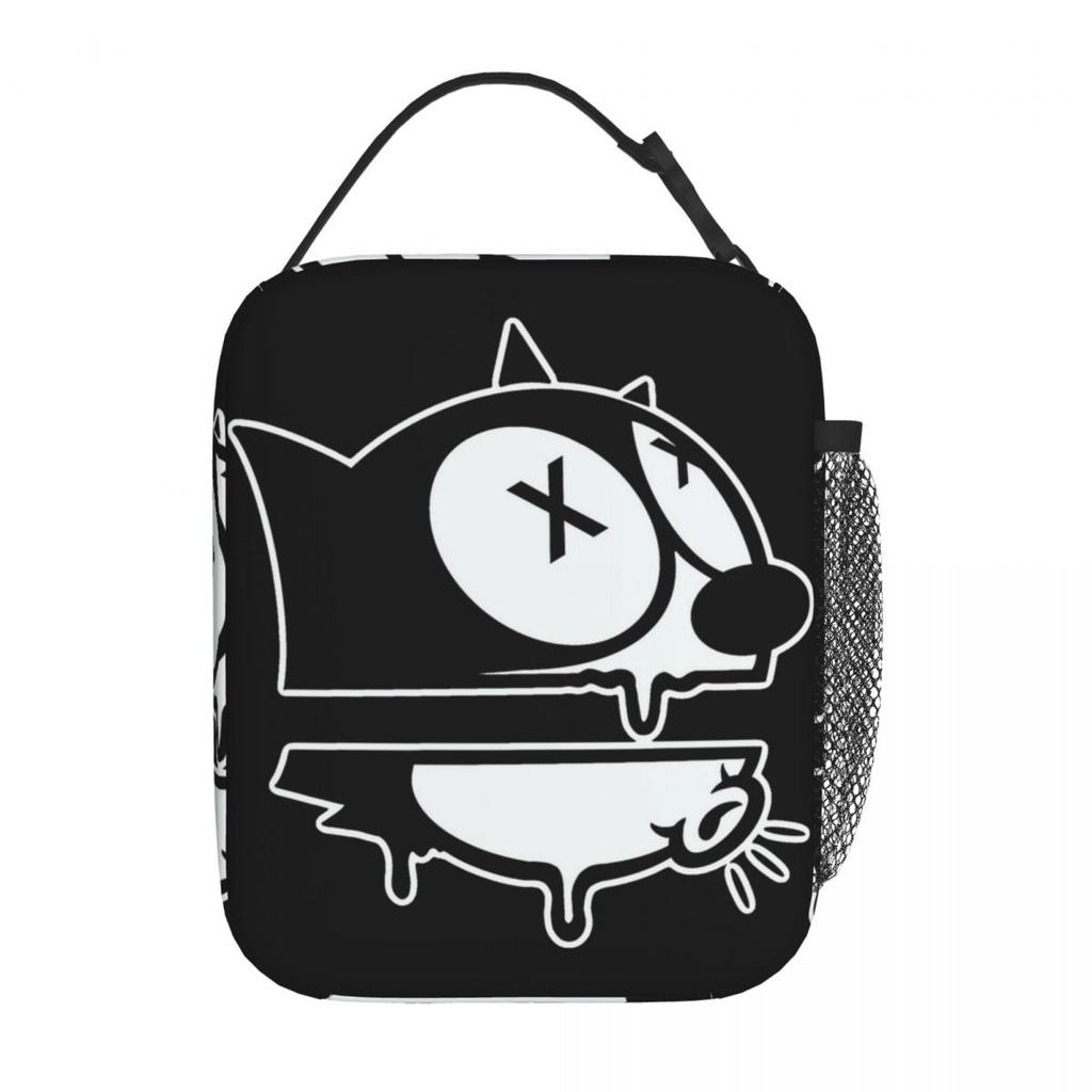 F-Felix The Cat Cartoon Insulated Lunch Bag Food Container Bags Leakproof Thermal Cooler Lunch Box For School Office