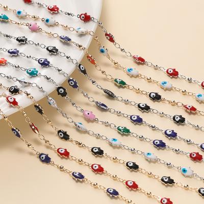 1Meter Crystal Oil Drop Beads Chains Enamel Evil Eye Chains For DIY Fashion Eyewear Necklace Bracelet Jewelry Making Accessories