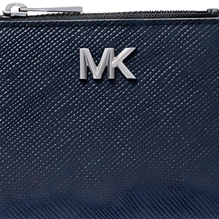 Michael Kors MK Hudson Snap Letter Logo Leather Wallet Men Wallet Navy-Blue 39S5LEDE8L-NAVY