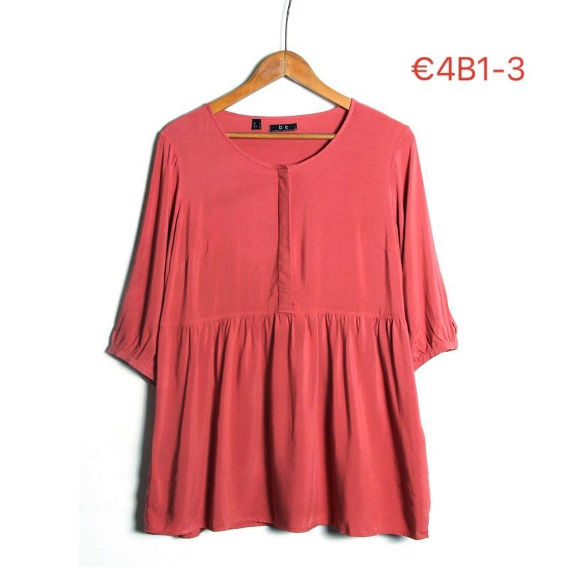 

European Size Export Loose Three-Quarter-Length-Sleeved T-shirt Doll Shirt Dark bean paste 54