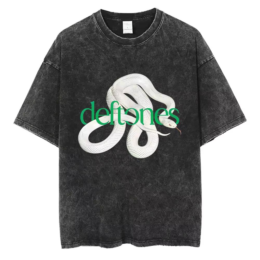T-shirt Originale Vintage Alternativa Heavy Metal Rock Band Deftones Musica Privata Grafica Serpente Uomo Donna Cotone T-shirt Oversize