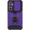 Armored Case for Samsung Galaxy S23 FE, Camera Slide Card Slot, Purple + 9H Glass
