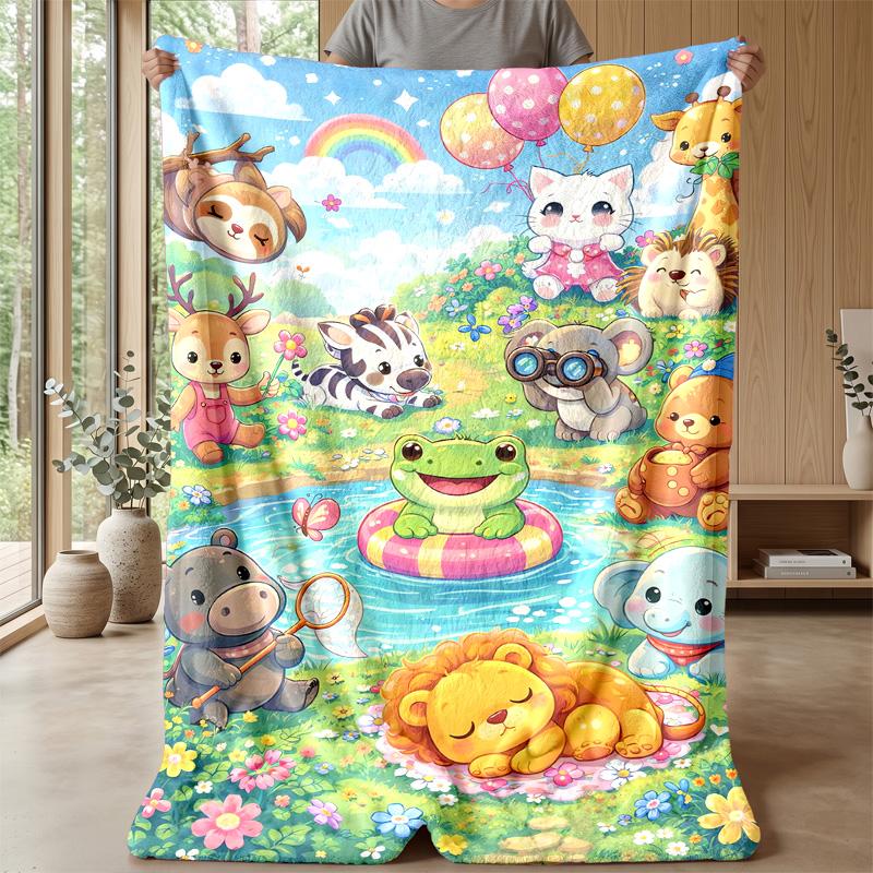 Animal Paw with Flowers Blanket Personalized Name Flannel Blanket Soft Cozy Plush Throw for Sofa Bed Lightweight Home Decor