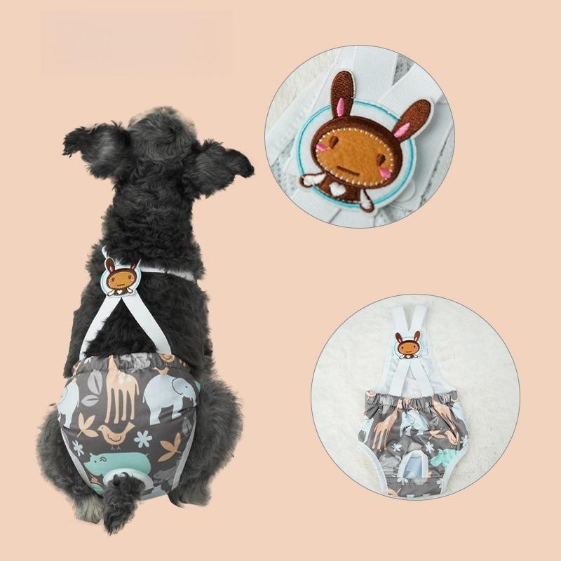 Dog Physiological Pants Cute Cartoon Strap Physiological Pants Dog Safety Pants Female Dog Menstrual Pants Anti Pet Dog Clothing