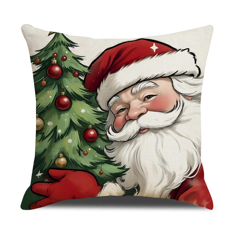 Neuer Weihnachts-Überwurfkissenbezug, Winterthema Dekorativer Kissenbezug, Leinen Bedrucktes Sofakissen