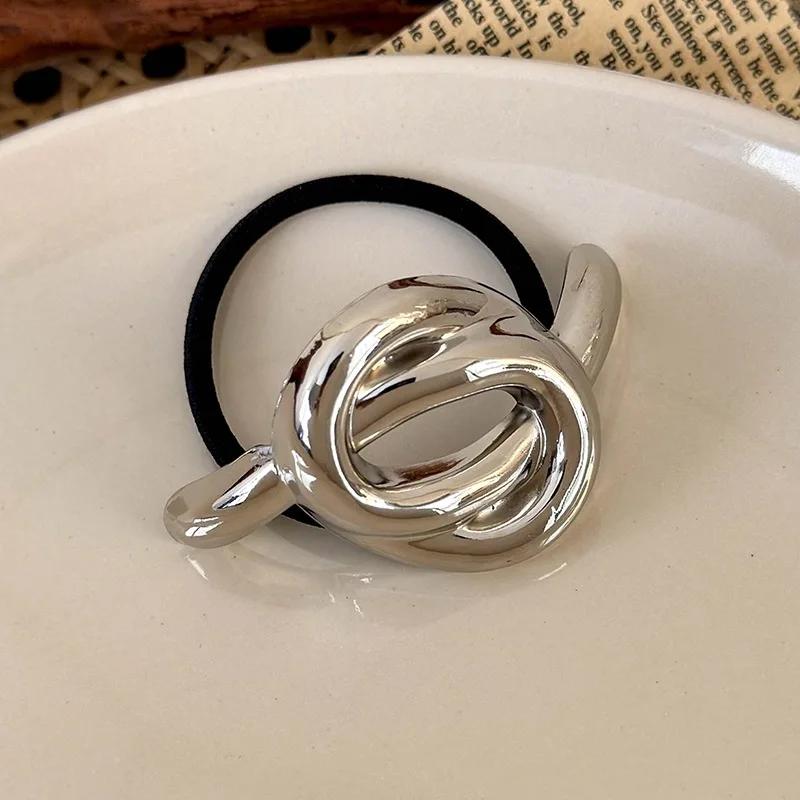 Cool Elegant Temperament Geometric Metal Hair Rope for Woemn Korean Style High Elasticity Does Not Hurt The Hair Scrunchies Fash