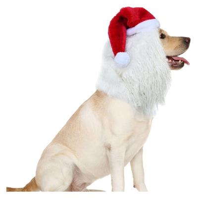 Pet Lions Wigs Christmas Hat Dogs Funny Costume With BeardHoliday Party Accessory