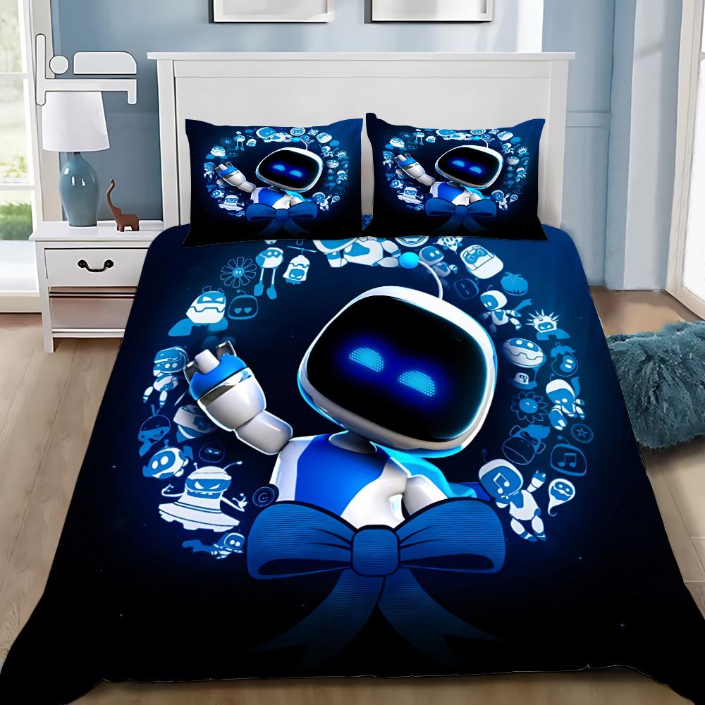 

Модный комплект постельного белья с принтом A-Astrobot Game для мальчиков и девочек, двуспальный, размер Queen, размер King, пододеяльник, наволочка, кровать для мальчиков, домашний текстиль для взрослых AU Double(180x210cm)