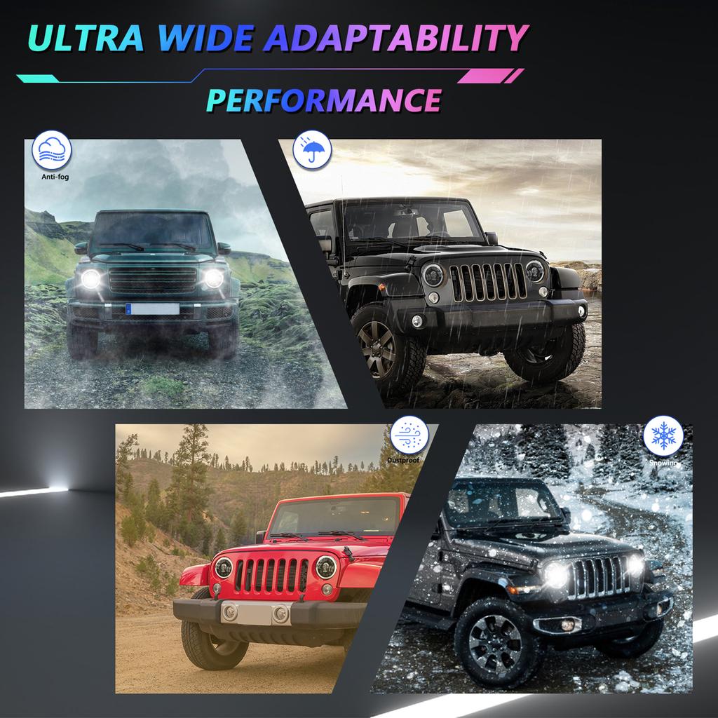 2st 7 tums rund LED-strålkastare skallmönster LED-strålkastare med höglågljus blinkers DRL och