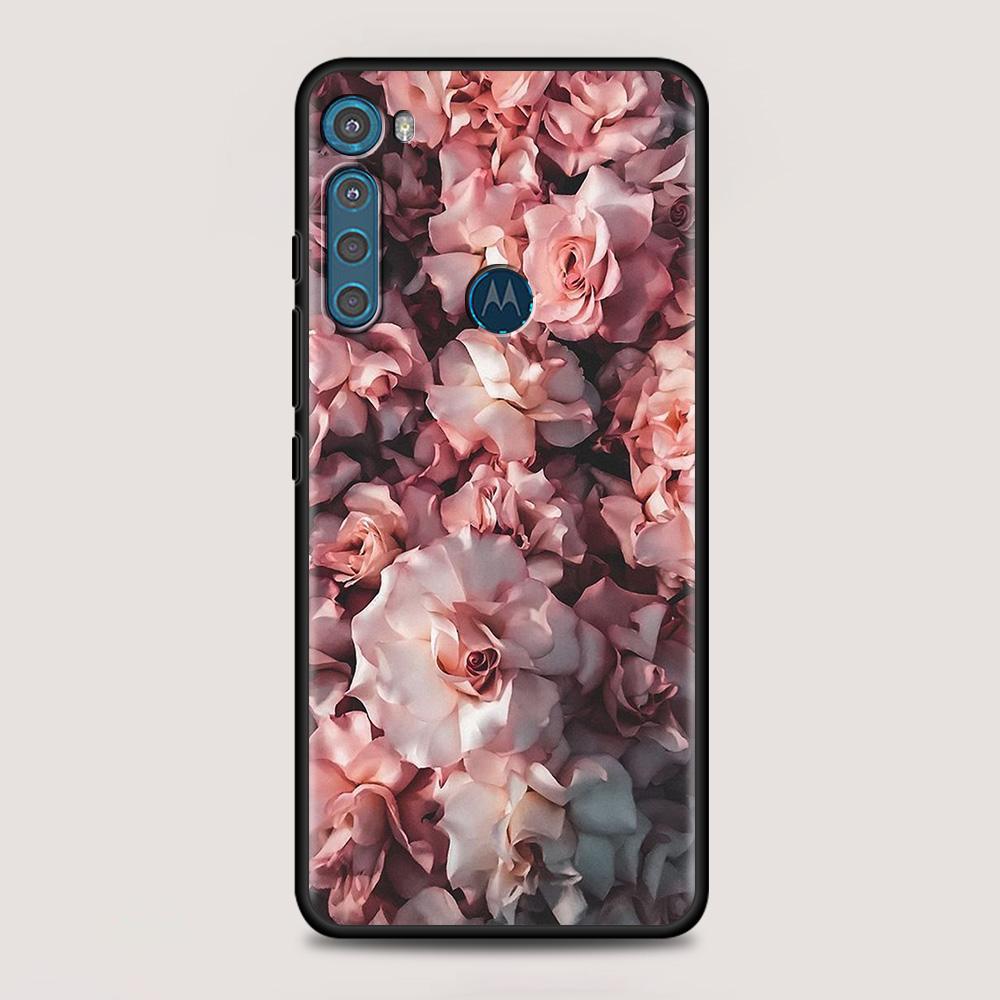 Pink Rose Bling Picture For MOTOROLA One Fusion Case for Moto G10 G9 G8 Plus Play Power One G20 G30 G40 G50 G60 Edge 20 Shell