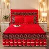 Luxury Lace Embroidery Bed Sheet Thick Velvet Quilted Bed Skirt Queen Size Warm Soft Plush Bedspread  Not Included Pillowcase
