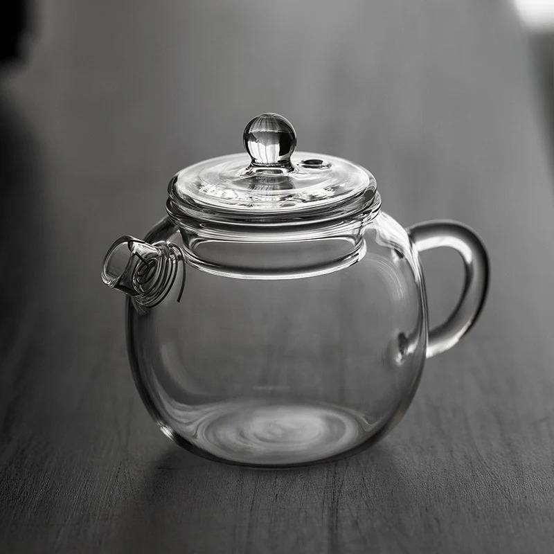 120/200ml Mini Clear Glass Teapot High Borosilicate For Hot Teapot For One Person Use Kung Fu Tea For Home Office Cafe