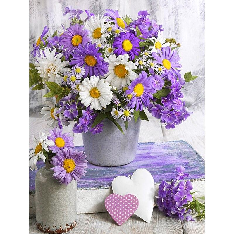 

5D DIY алмазная живопись ромашка цветочный горшок Алмазная вышивка цветок вышивка крестиком полная круглая дрель домашний декор ручной подарок Full Round 40x50CM