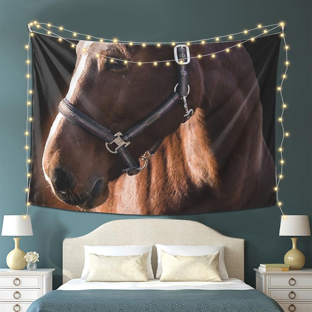 Brown Horse Herd Running Galloping Animal Lovers Humor Tapestry Wall Hanging Aesthetic Home Decoration Tapestries for Dorm Room