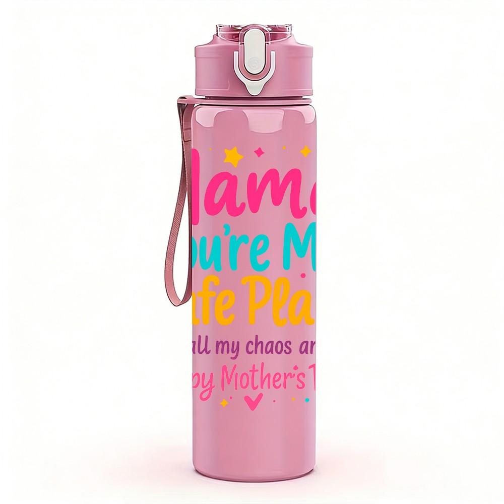 1PC Mama You Are My Safe Place Pattern 750ml Color Plastic Sports Water Bottle Leakproof Flip Straw Lid Suitable for Sports Office Home Use