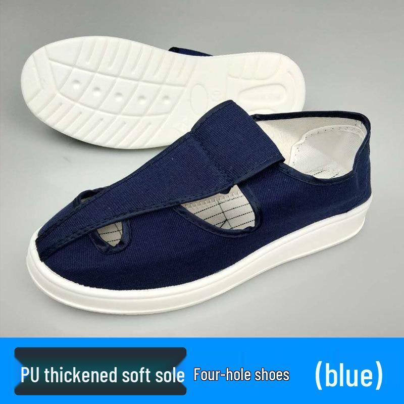 Breathable Blue Anti-static Work Shoes with Soft PU Sole and Medium Towel Lining