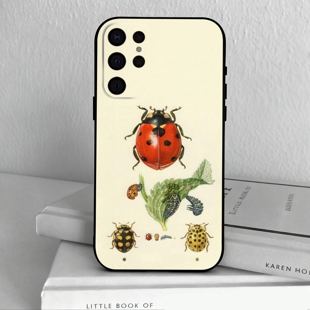 I-Insekten und B-Käfer Handyhülle für Samsung S25,S24,S21,S22,S23,S30,Ultra,S20,Plus,Andere Weiche Schwarze Hülle