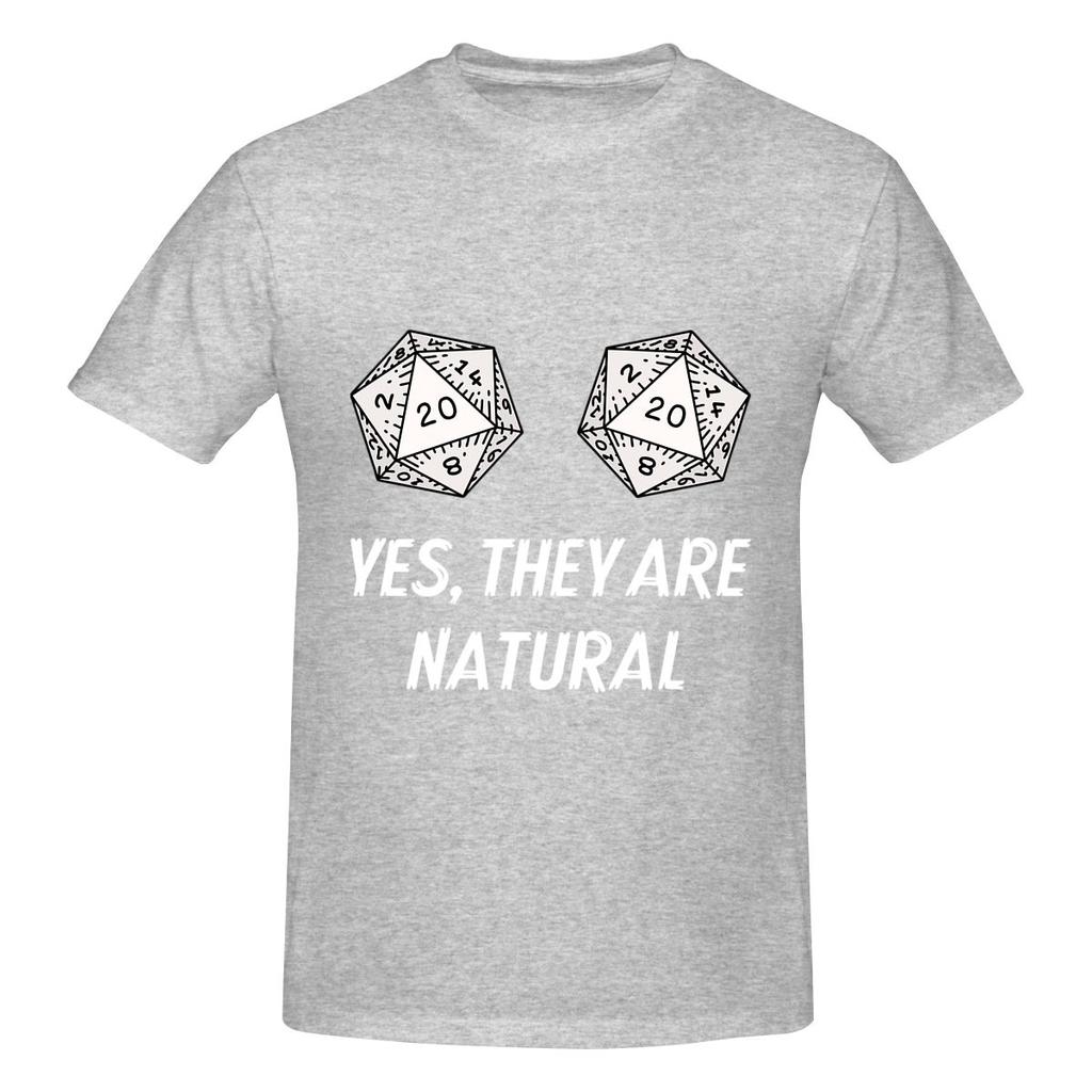 Yes They Re Natural D20 20 Dice Funny Rpg Gamer Vneck Tshirt Daily Lazy Quickdrying Tees