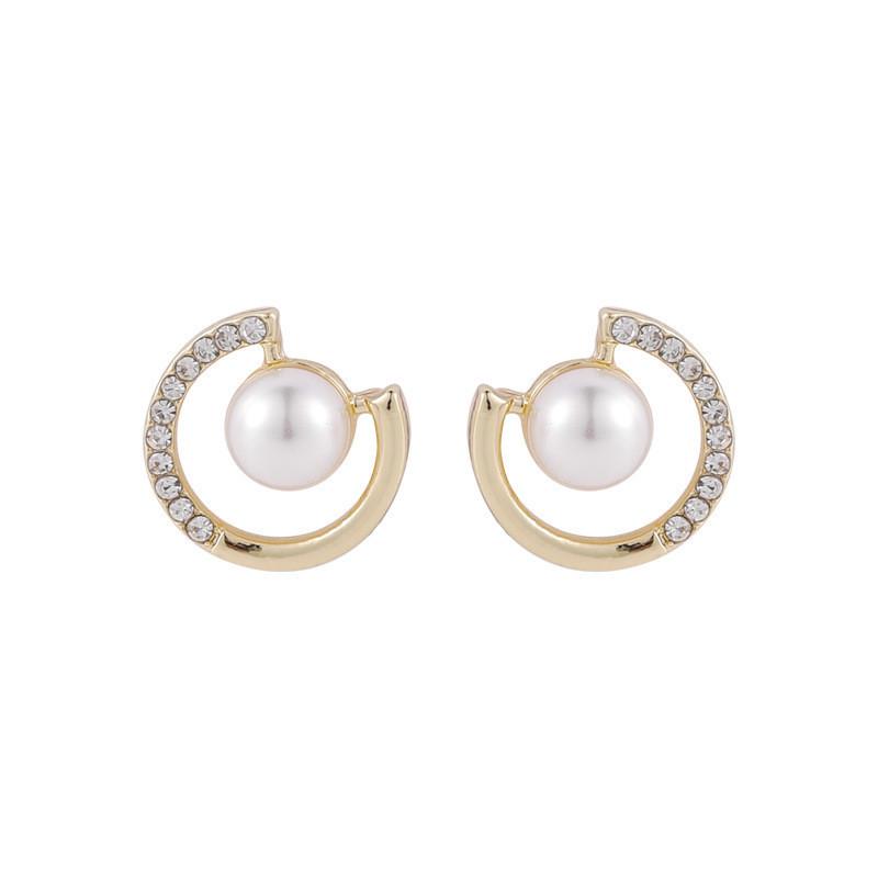 Koreanische Perlen Strass Trendige Runde Ohrringe für Frauen