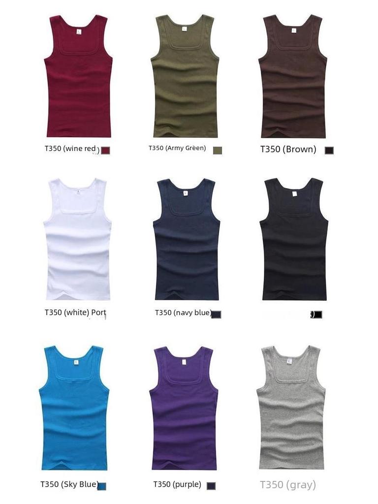 Men's Korean Style Slim Fit Cotton Square Collar Vest for Summer