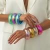 Punk Colorful Sparkling Transparent Wide Bracelet Chunky Party Geometric Arc Handmade Resin Acrylic Charm Bracelet Bangles Jewelry for Men and Women