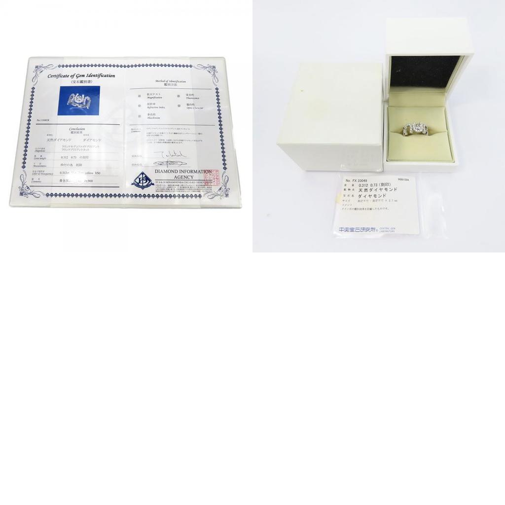 Used no brand Ring Round Modified Brilliant EU#53.5 Pt900Platinum/diamond 7.6g Platinum around 13.5