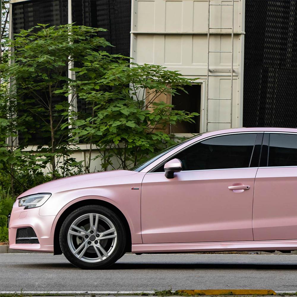 High Gloss Sakura Pink PET Car Vinyl Film Wrap Glossy Vinyl Roll Sheet Adhesive Vehicle Truck Body Hood Decal Air Release Decor
