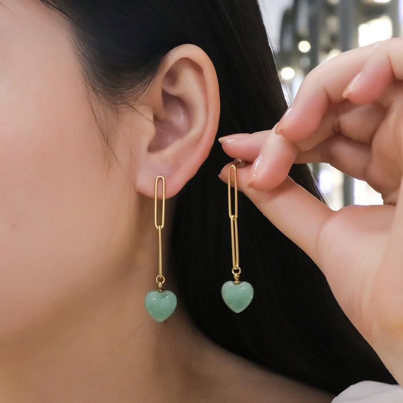 

Серьги из натурального камня в стиле ретро, длинные серьги с кисточками, темпераментные универсальные серьги для женщин