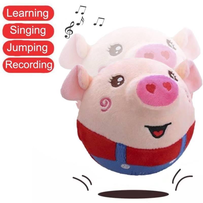 Adorable Bouncing Pig Toy With Plush Fabric And Soothing Music For Baby Toddlers