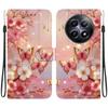 Handmade PU Leather Flip Case for Realme 12 (5G/RMX3999) Anti-Slip Shockproof Cover with Wrist Strap & Heart/Rose Cat Designs