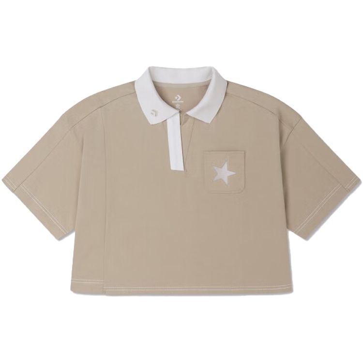 

Укороченная рубашка-поло Converse Colorblock SS23 Женские топы цвета хаки 10025875-A03