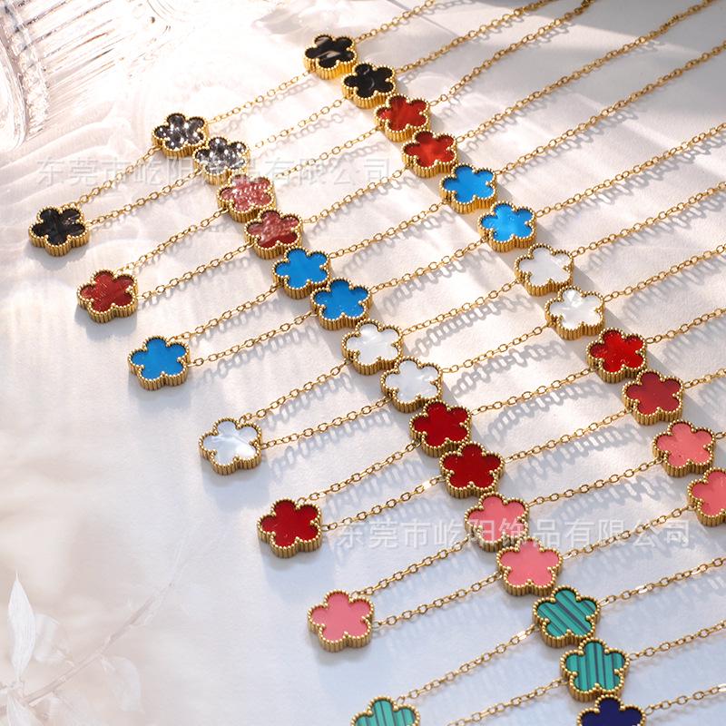 

Five-Petal Flower Double-Sided Stainless Steel Necklace for Women 18K