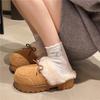 Retro Heightening Shoes Women's Autumn and Winter Outer Wear 2025 New Velvet Warm Bow Bag Head Half Drag Wool Cotton Slippers