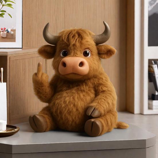 Flip-off Animal Decoration Plush Sassy Hippo Ornament Highland Cow Panda