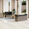 Vidaxl 6-Cz. Gartenmöbel-Set mit Kissen, Grau, Polyrattan