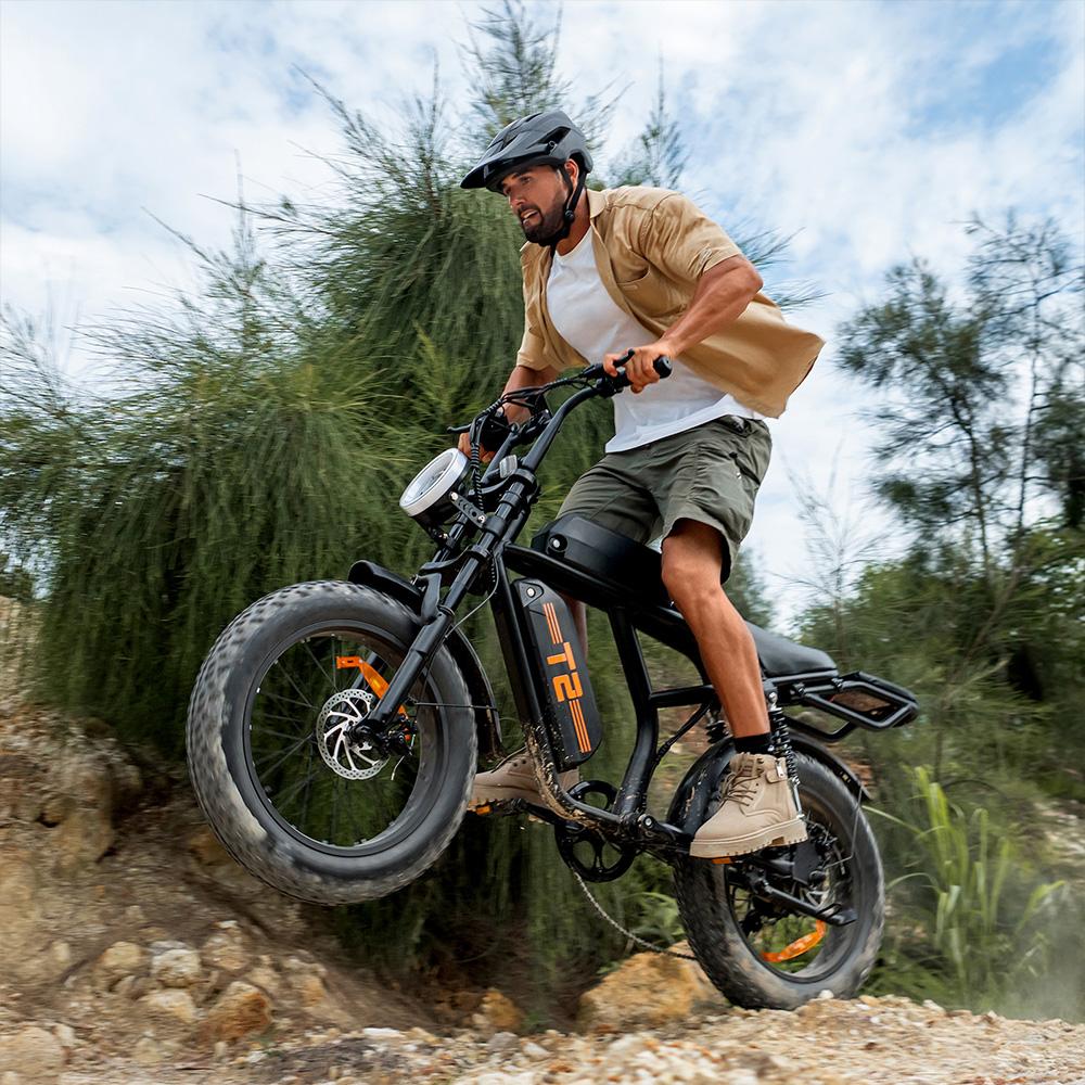 Urlife T2 Electric Bicycle 20" Fat Tire 500W Motor All Terrain Adult Electric Bike 7 Speed Dual Disc Brakes Max Load 120Kg