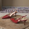 128-8 Summer Pointed Toe Stiletto High Heels: Single Strap, Closed Toe, Versatile for Daily Wear, Slimming Fit.