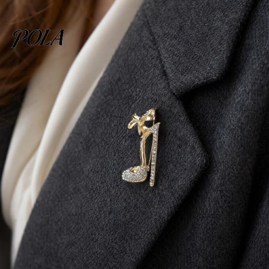 Brooch Pin, High Heels Bow Shape Lapel Pin with Sparkling Rhinestones, Women Badge for Suits Coats Bags Accessories