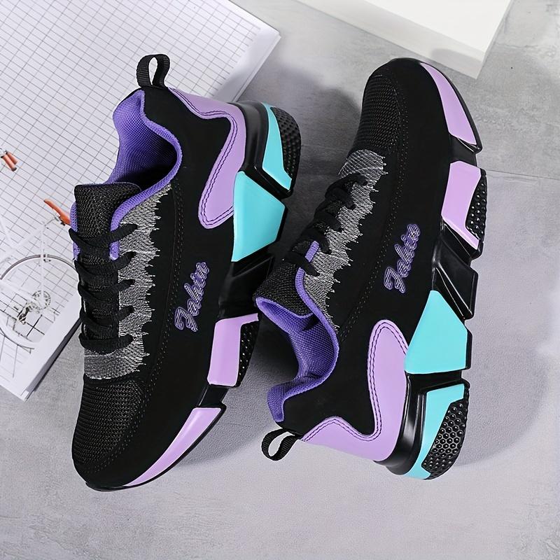 Women's Colorblock Sports Shoes, Casual Lace Up Low Top Running Sneakers, All-Match Breathable Walking Trainers