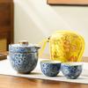 Ru Kiln Travel Tea Set Portable One Pot Three Cups With Bag Set Tea Outdoor Camping Business Souvenir