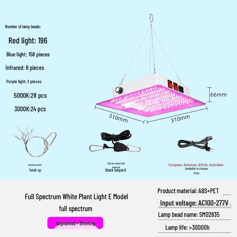 Adjustable E27 LED Plant Growth Light for Indoor Greenhouses and Seedlings
