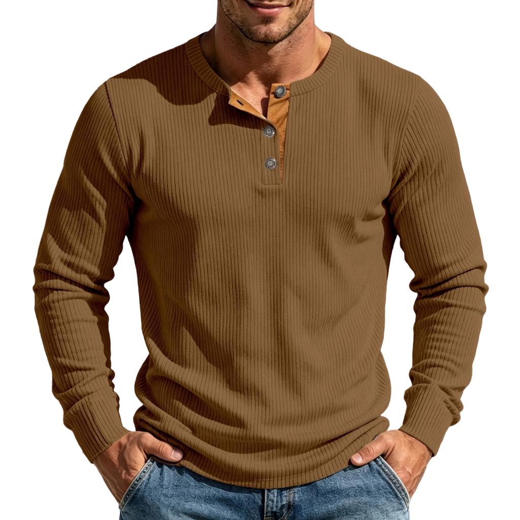 Men's Long Sleeve Shirt Casual Vintage Loose Fit Retro Top for Fall Winter