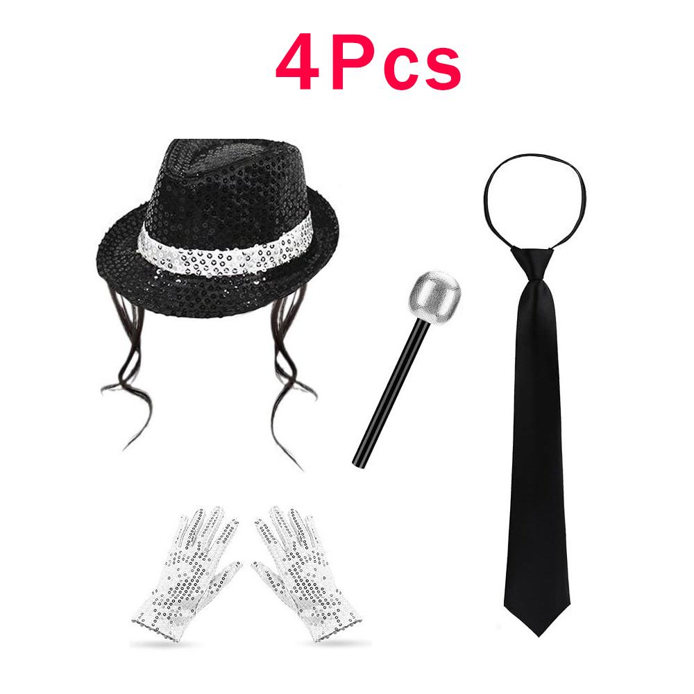 Michael Jackson Cosplay Accessories Set 80s Retro Disco Party Performance Kit With Sequin Hat Gloves Sunglasses Halloween Suit