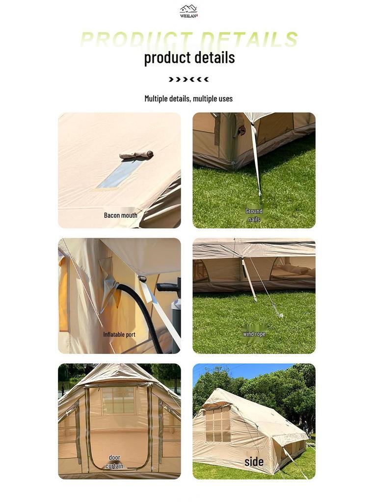 Inflatable One-Piece Tent: Windproof & Rainproof, Portable Oxford Cloth for Outdoor Camping