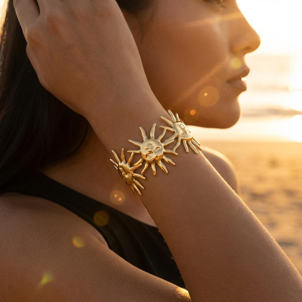 Stainless Steel Wide Bangles for Women Exaggerated Hollow Flower Sun Geometric Cuff Bracelet Vintage Wedding Jewelry Gifts