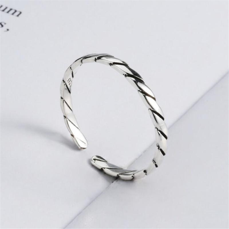 New Arrival Simple Twisted Woven 925 Sterling Silver Jewelry Retro Thai Silver Small Twisted Popular Opening Rings TYB486 серебряный