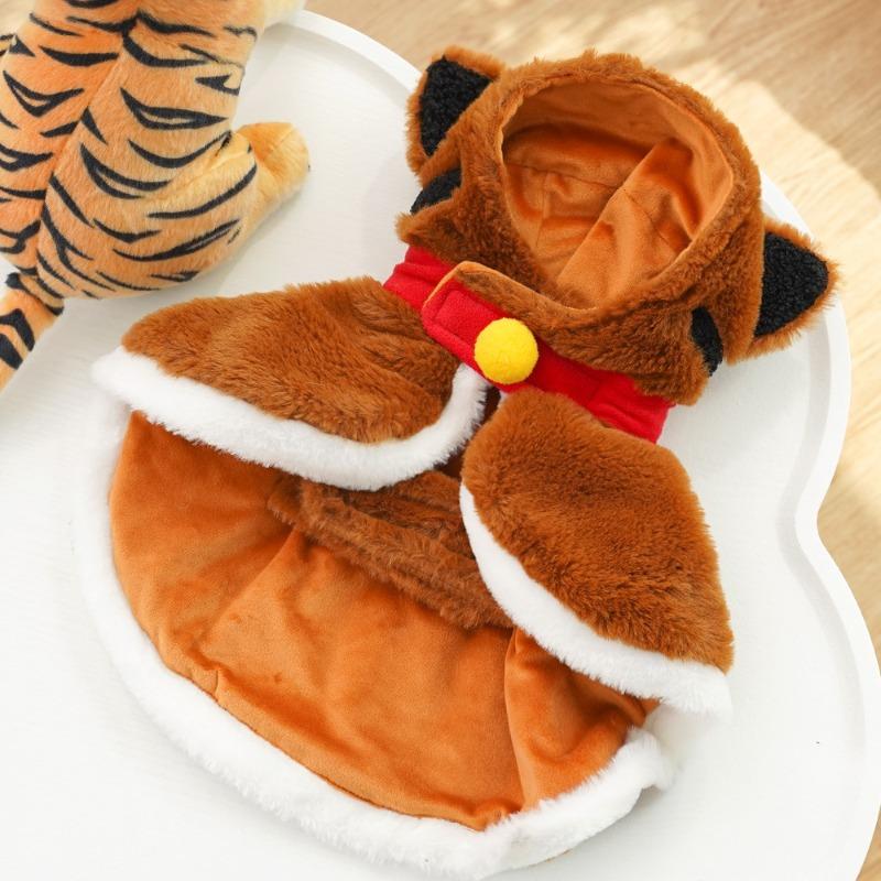 Pet Dog Cape Clothes, Cat Tiger Winter Warmth Thickened Dog, Small Dog Plush Cape Cat Supplies