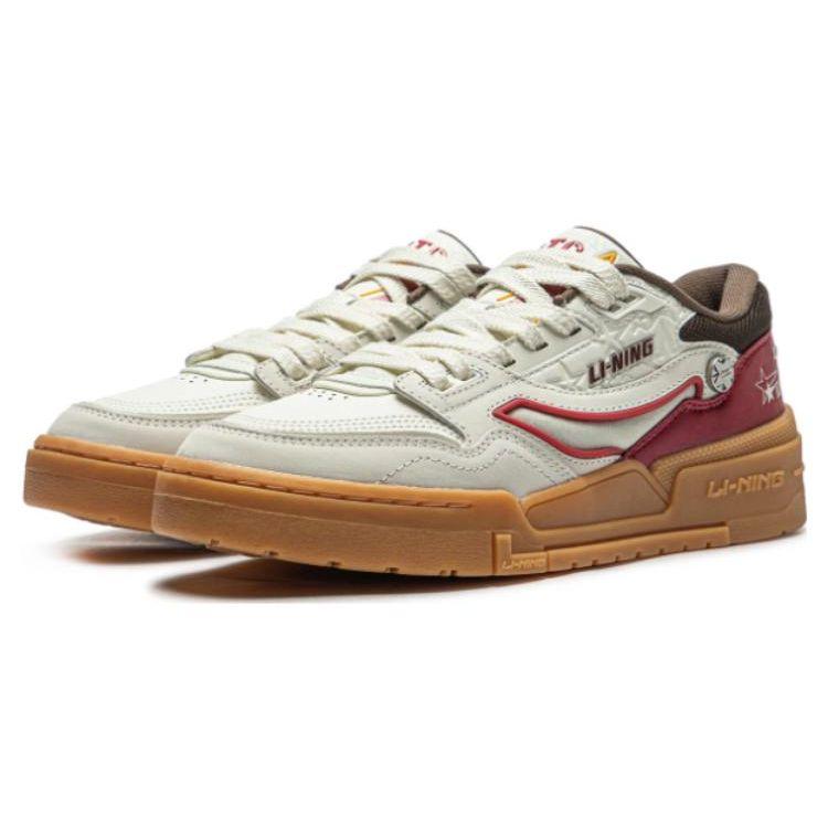 Li Ning 001 Btc Premium Comfortable Versatile Shock Absorbing Non-Slip Wear-Resistant Low-Top Casual Shoes Men sneaker White Red AGCT495-1