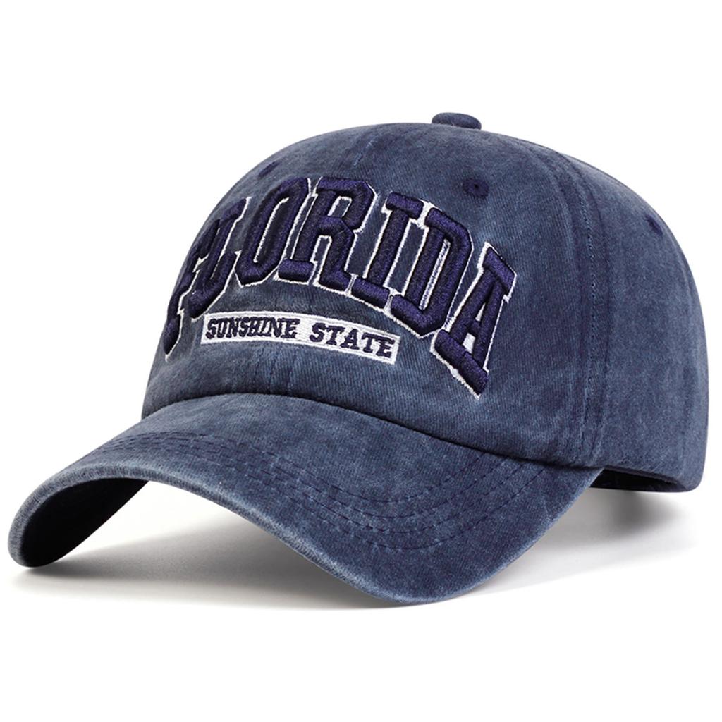 1Piece Unisex Florida Letter Embroidery Stitched Stitching Wash Baseball Cap Outdoor Adjustable Sunscreen Leisure Hat Spring Autumn Travel Vacation