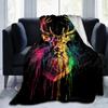1pc Colored Deer Printing Lightweight Flannel Blanket, Comfortable and Warm Blanket, for Camping Sofa Bed and Couch Office, Gift